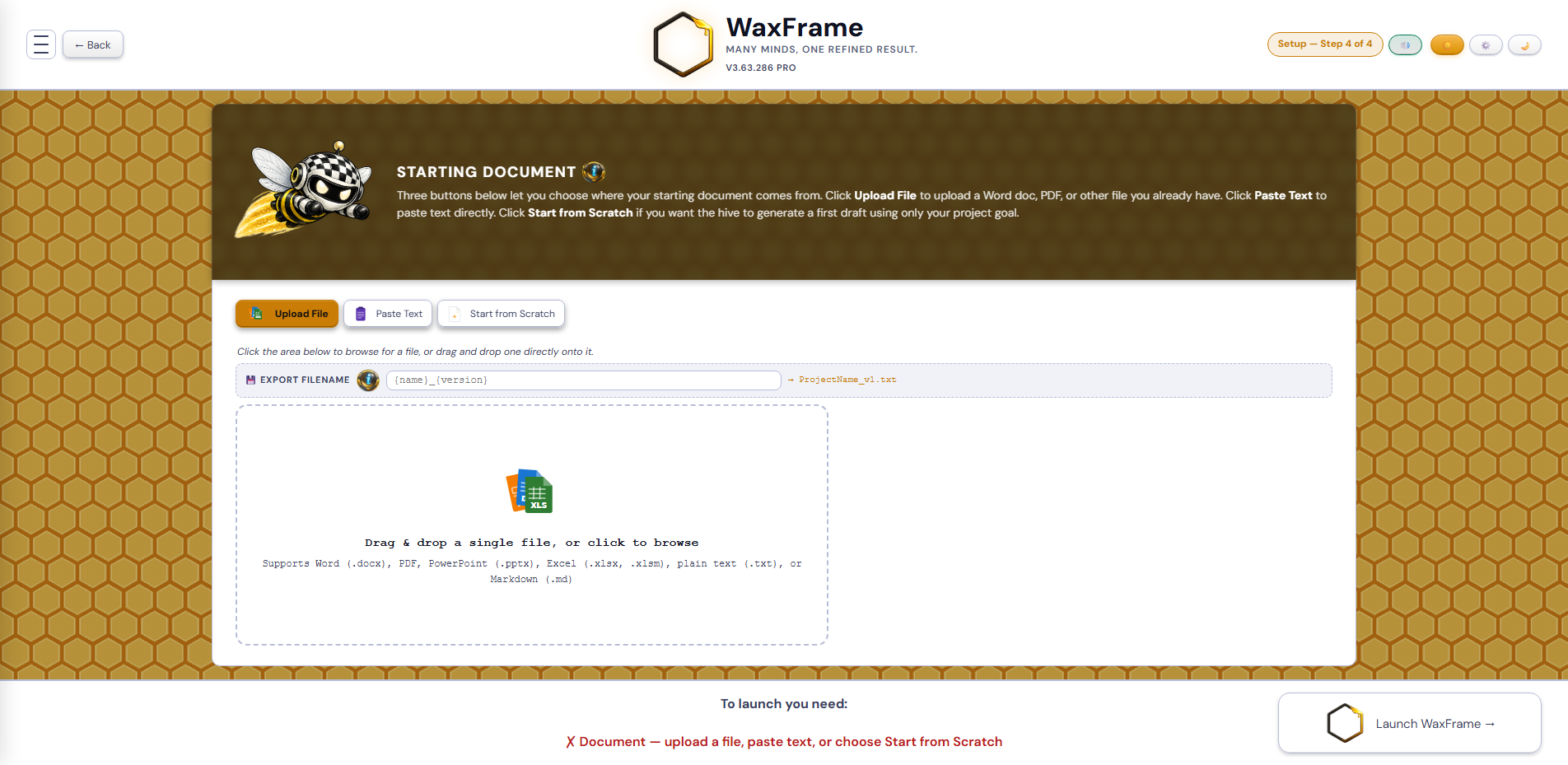 Setup Step 4 — Starting Document